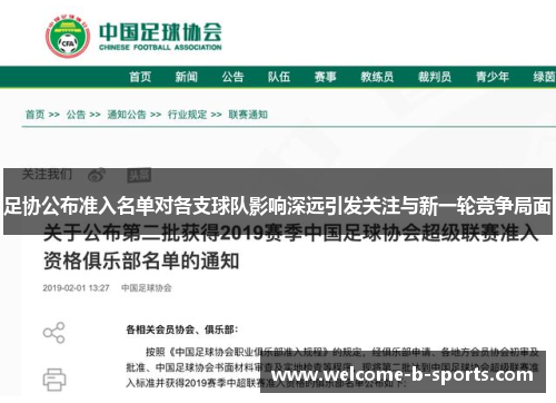 足协公布准入名单对各支球队影响深远引发关注与新一轮竞争局面